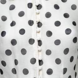 Zimmermann White Polka Dot Silk & Linen Button Front Blouse XS