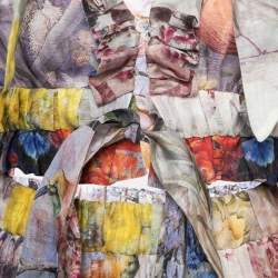 Pre Owned Zimmermann Wild Botanica Multicolor Floral Print Linen & Silk Blouse and Skirt Set S&L