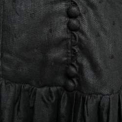 Pre Owned Zimmermann Black Linen Bellitude Ruffle-Neck  Mini Dress M