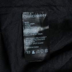 Pre Owned Zimmermann Black Linen Bellitude Ruffle-Neck  Mini Dress M