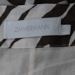 Pre Owned Zimmermann Ivory Fiesta Zebra Print Linen Midi Wrap Skirt S