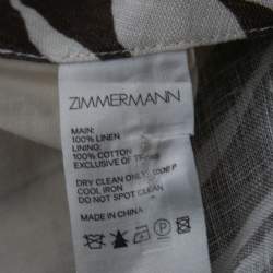 Pre Owned Zimmermann Ivory Fiesta Zebra Print Linen Midi Wrap Skirt S