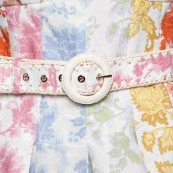 مملوكة مسبقًا فستان ميني زيمرمان بوستكارد سبليسيد كتان مزخرف مورد متعدد الألوان مقاس متوسط (ميديوم)