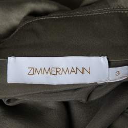 مملوكة مسبقًا فستان زيمرمان حرير أخضر زيتوني حافة غير متماثلة منفوش ملتف مقاس كبير (لارج)