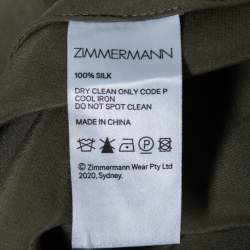 مملوكة مسبقًا فستان زيمرمان حرير أخضر زيتوني حافة غير متماثلة منفوش ملتف مقاس كبير (لارج)