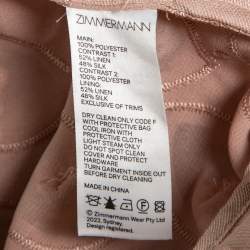 مملوكة مسبقًا فستان ميني زيمرمان دانسر كتان وشيفون وردي حافة مهدبة مقاس صغير (سمول)