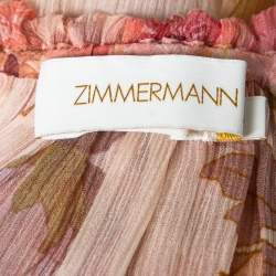 Pre Owned Zimmermann Multicolor Floral Print Silk Ruffled Mini Dress L