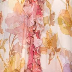Pre Owned Zimmermann Multicolor Floral Print Silk Ruffled Mini Dress L