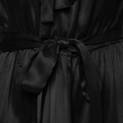 مملوكة مسبقًا Zimmermann Black Silk Ruffled Off-Shoulder Belted Dress L