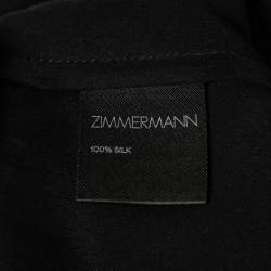 مملوكة مسبقًا Zimmermann Black Silk Ruffled Off-Shoulder Belted Dress L