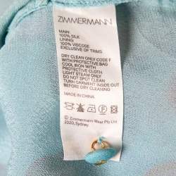 Pre Owned Zimmermann Blue Floral Printed Silk Chiffon Ruffled Jumpsuit L