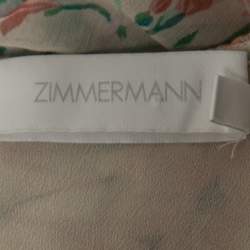 مملوكة مسبقًا Zimmermann Beige Floral Print Silk Ruffled Jumpsuit L