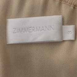 Pre Owned Zimmermann Light Yellow Floral Print Silk Ruffled Off-Shoulder Jumpsuit L