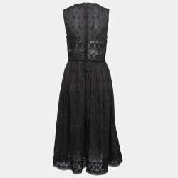 Pre Owned Zimmermann Black Lace Panel Eyelet Cotton Maxi Dress M