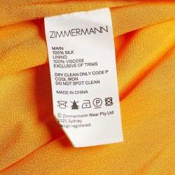 Pre Owned Zimmermann Yellow Silk Chiffon Frilled Halterneck Dress S