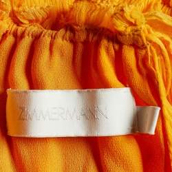 Pre Owned Zimmermann Yellow Silk Chiffon Frilled Halterneck Dress S