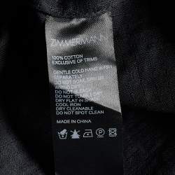 Pre Owned Zimmermann Black Textured Cotton Lace Detail Sleeveless Mini Dress M