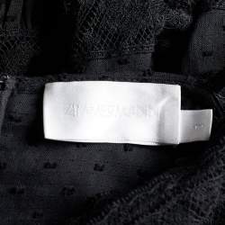 Pre Owned Zimmermann Black Textured Cotton Lace Detail Sleeveless Mini Dress M