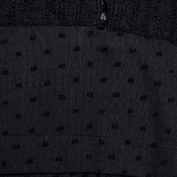 Pre Owned Zimmermann Black Textured Cotton Lace Detail Sleeveless Mini Dress M