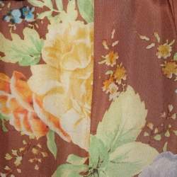 Pre Owned Zimmermann Brown Printed Silk Belted Zinnia Dress M