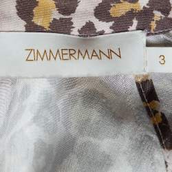 Pre Owned Zimmermann Light Pink Animal Printed Silk Belted Midi Dress L