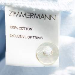 Pre Owned Zimerman Light Blue Embroidered Cotton Scalloped Hem Dress M