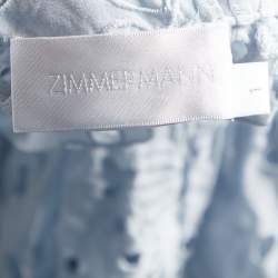 Pre Owned Zimerman Light Blue Embroidered Cotton Scalloped Hem Dress M