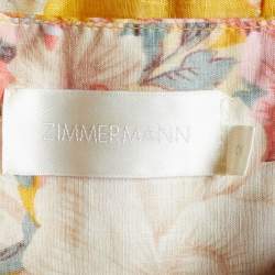 Zimmermann Yellow Floral Print Cotton Confetti Scallop Tie Dress M