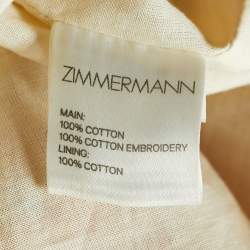 Zimmermann Yellow Floral Print Cotton Confetti Scallop Tie Dress M