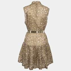 مملوكة مسبقًا Zimmermann Green Leopard Print Cotton Belted Carnaby Dress M