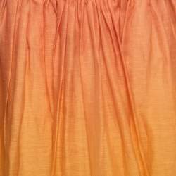 Pre Owned Zimmermann Orange Ombre Silk & Linen Maxi Skirt M