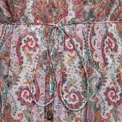 مملوكة مسبقًا Zimmermann Multicolor Printed Silk Chiffon Belted Dress L