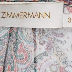 مملوكة مسبقًا Zimmermann Multicolor Printed Silk Chiffon Belted Dress L
