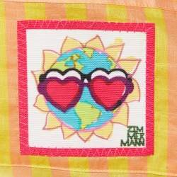 Pre Owned Zimmermann Yellow Striped Cotton Applique Detail Oversized Shirt XL