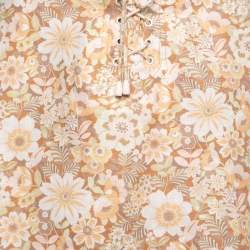 Zimmermann Orange Floral Printed Linen Lace-Up Mini Skirt L