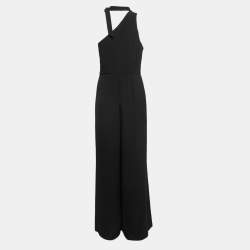 Pre Owned Zimmermann Black Crepe Wide Leg Halter Neck Jumpsuit L