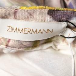 Pre Owned Zimmermann Multicolor Botanica Print Linen Silk Halter Gown S