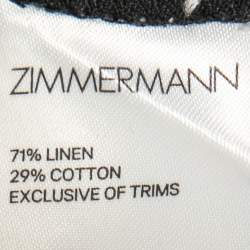 Zimmermann Black Checkered Patterned Linen Belted Mini Dress L
