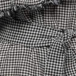 Zimmermann Black Checkered Patterned Linen Belted Mini Dress L