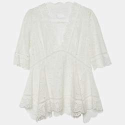 Zimmermann White Cutwork Lace Peplum Top S