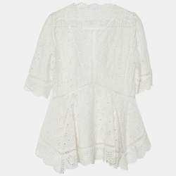 Zimmermann White Cutwork Lace Peplum Top S