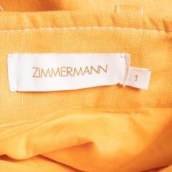 Zimmermann Orange Linen Belted Ruffled Mini Skirt M