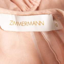 Zimmermann Light Pink Linen Full-Sleeve Mini Dress S