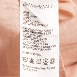 Zimmermann Light Pink Linen Full-Sleeve Mini Dress S
