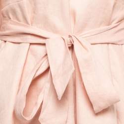 Zimmermann Light Pink Linen Full-Sleeve Mini Dress S