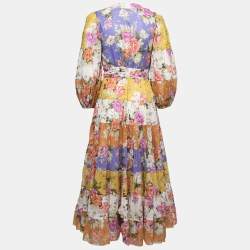 Pre Owned Zimmermann Multicolor Floral Printed Maxi Wrap Dress S