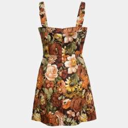 Pre Owned Zimmermann Multicolor Floral Printed Linen Bustier Mini Dress L