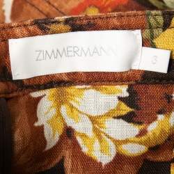Pre Owned Zimmermann Multicolor Floral Printed Linen Bustier Mini Dress L