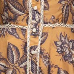 Pre Owned Zimmermann Brown Floral Cotton Lace-Trimmed Maxi Dress S