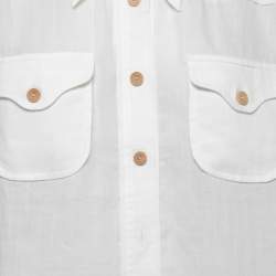 Pre Owned Zimmermann White Ramie Pocket-Detail Short-Sleeve Shirt L